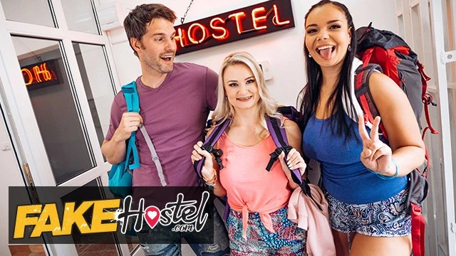 Fake Hostel - Busty Couple Sofia Lee & Lily Joy have some Fun with Tommy Woods' Cock at the Hostel